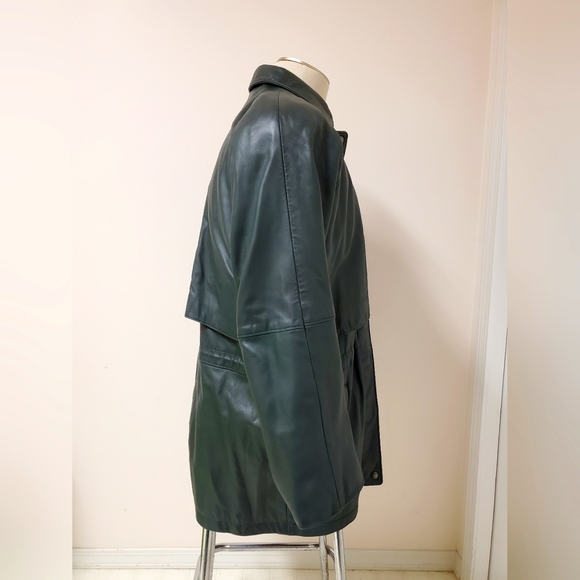 Green Leather Coat - Picture 4 of 8